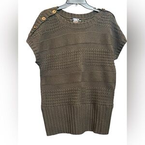 Olive Green Knit Cape Sweaters with Gold Buttons